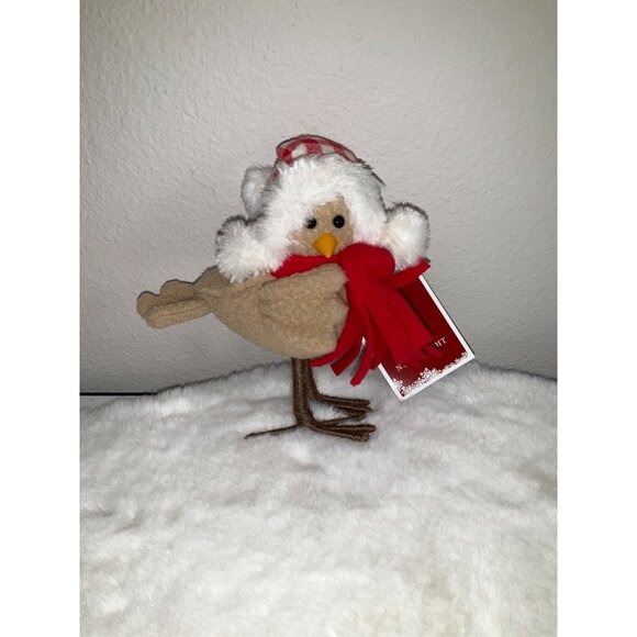 Northlight NEW  Standing Christmas Holiday Beige Bird with Red Scarf - Picture 2 of 4